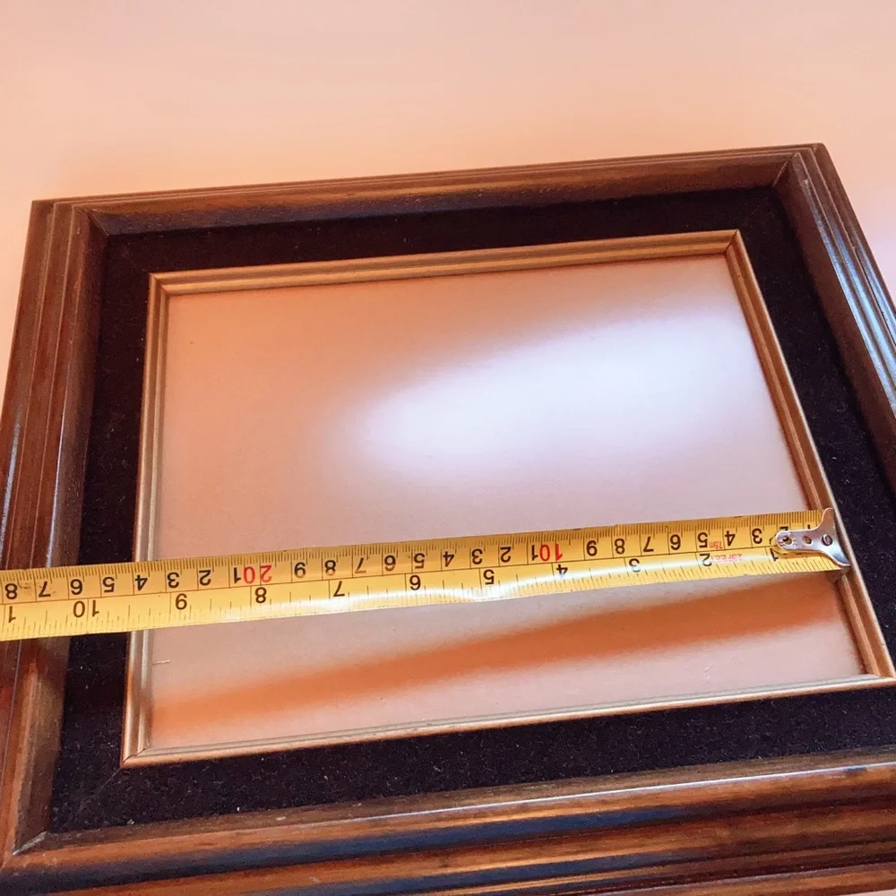 Vintage HandMade Classic Wood Picture Frame with Black and Gold Mat